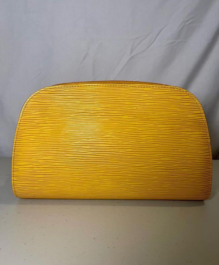 LOUIS VUITTON Epi Dauphine Leather Cosmetics Pouch Makeup Bag in Yellow  M48449