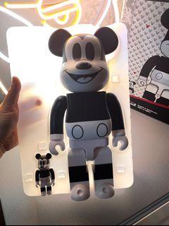 Mickey Mouse Black & White Bearbrick 400% and 100%