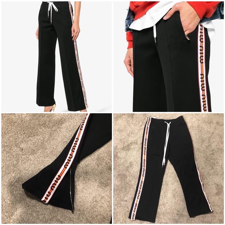 Miu miu Track Pants celana panjang wanita training Barang Mewah