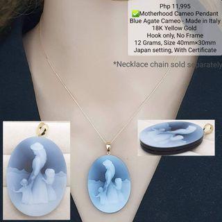 Motherhood cameo pendant blue agate