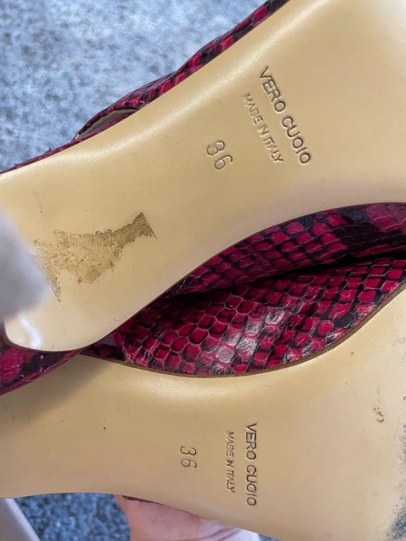 Pink Snake Skin Embossed Leather Heels Size 36, Women's Fashion, Footwear,  Heels on Carousell
