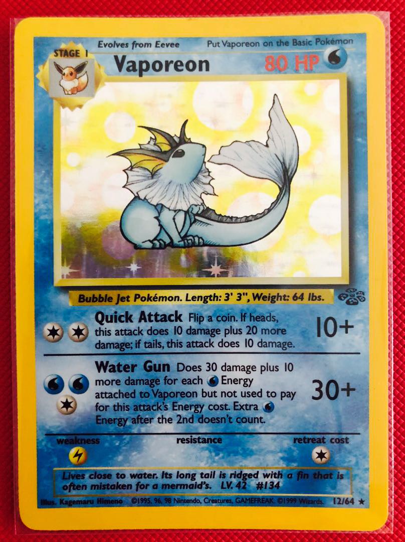 Pokémon TCG - Vaporeon - 12/64 - Holo Rare - Unlimited Edition