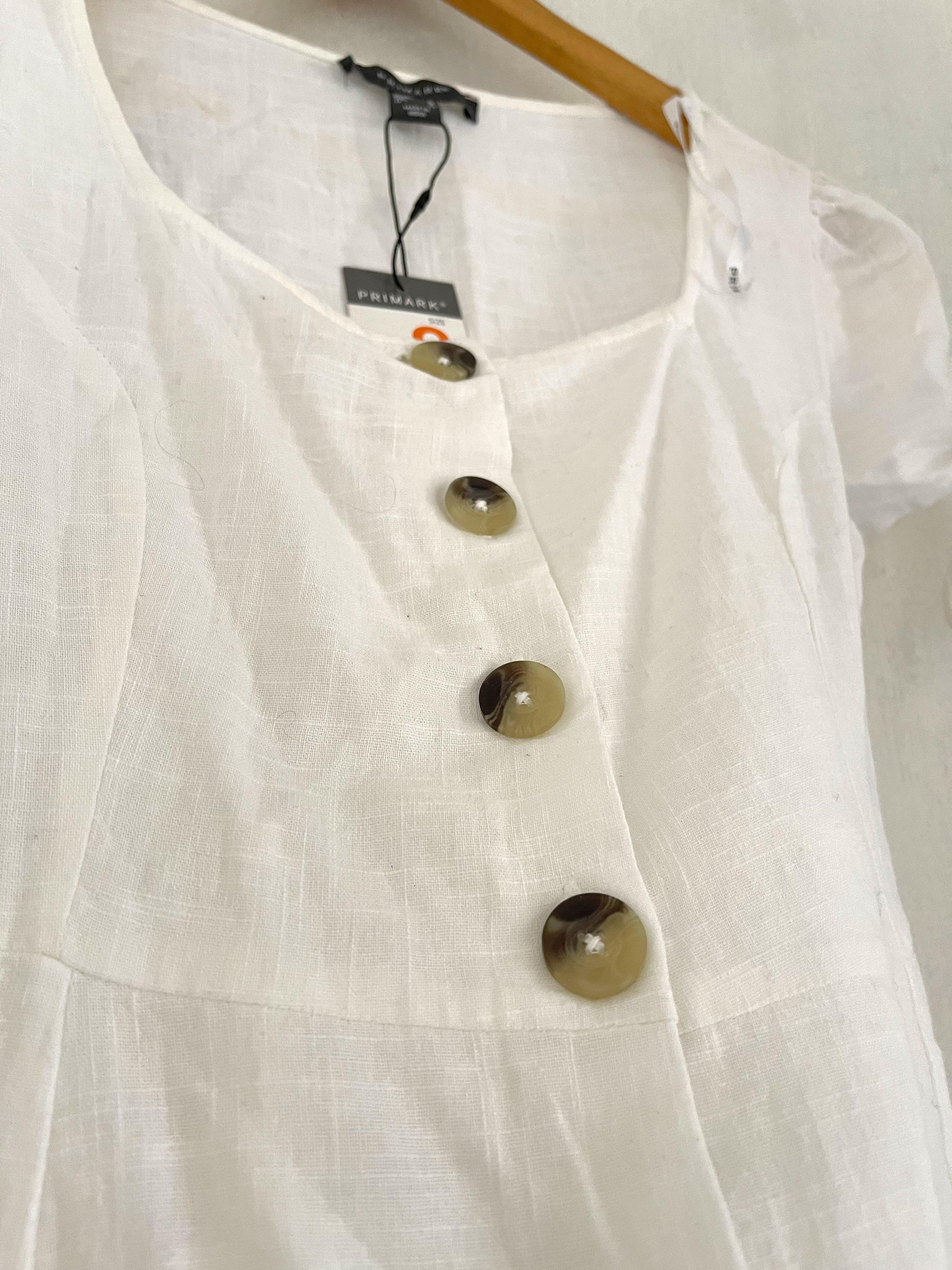 Primark white linen dress (Brand new), Women's Fashion, Dresses & Sets,  Dresses on Carousell