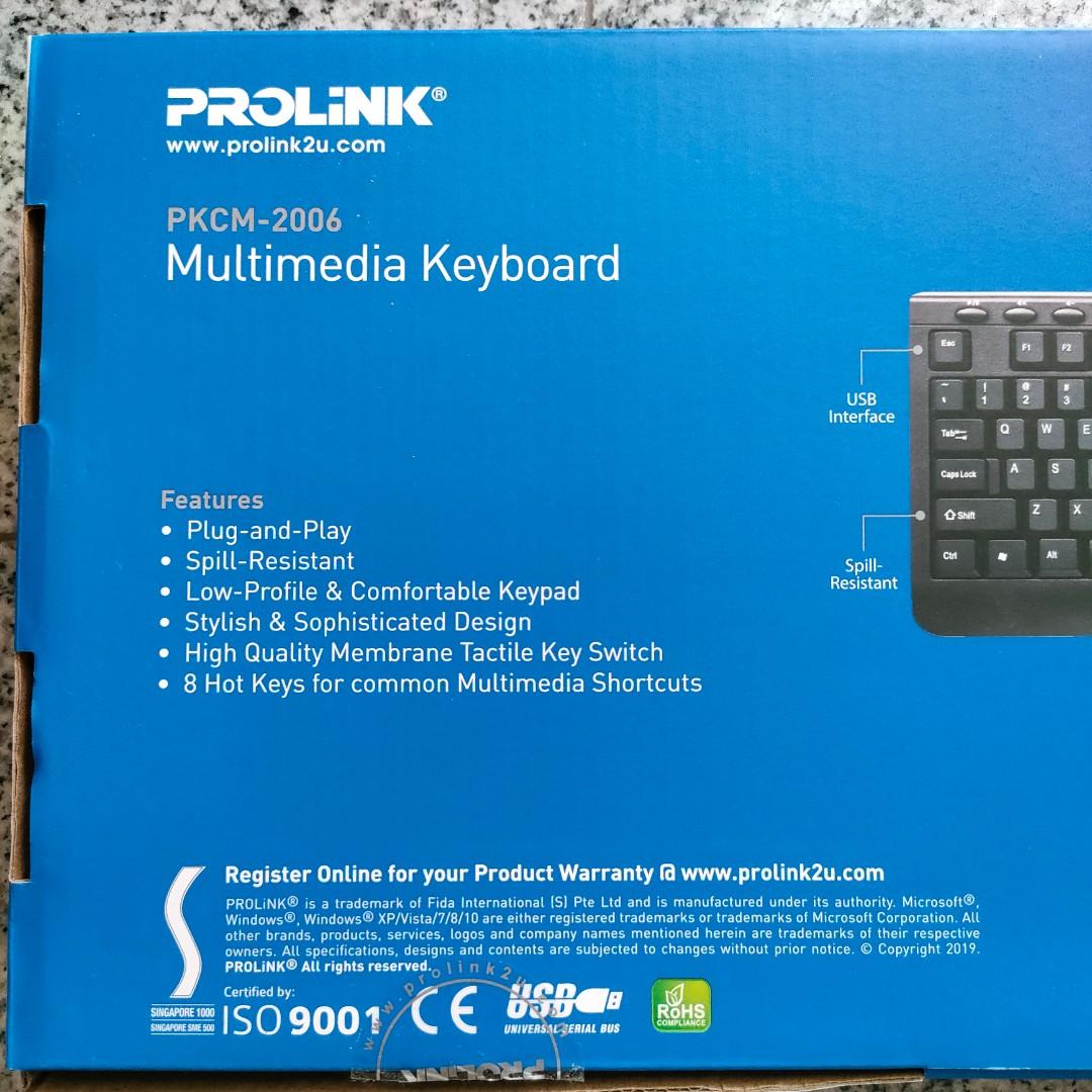 Prolink Multimedia Keyboard PKCM-2006, Computers & Tech, Parts ...