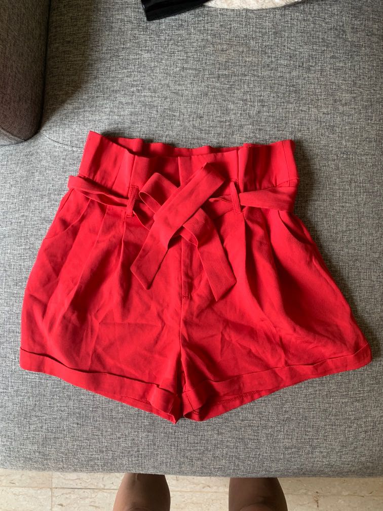 Red paperbag hotsell waist shorts