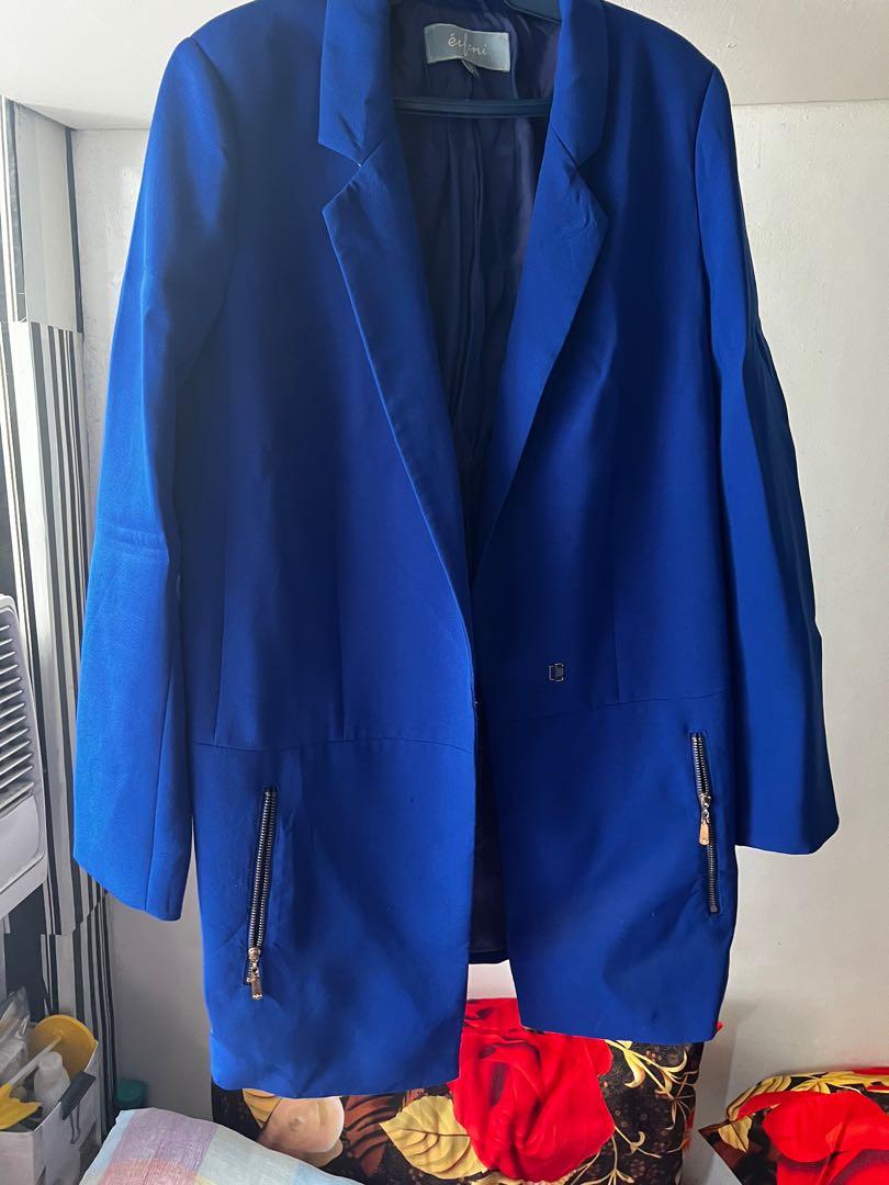 Royal blue long blazer, Women's Fashion, Coats, Jackets and Outerwear ...