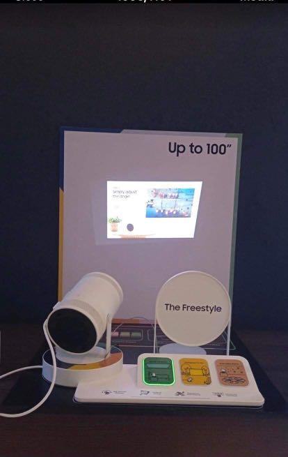 SAMSUNG FREESTYLE PROJECTOR (Category: Projectors) located in Quezon City. Submitted by annys.online (Listing ID 1175737553, Image 1). Description: SAMSUNG FULL HD FREESTYLE SMART PROJECTOR * From unboxing to watching in a matter of minutes with Instant Setup * 100” Big Screen experience * Immerse yourself in the middle of the action with Premium 360˚Sound * Discover a world of entertainment with Smart TV Content MODEL SPLSP3BLAXXP SRP 54,999 NET