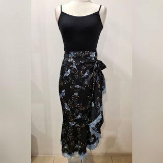 sandro black patterned lace skirt
