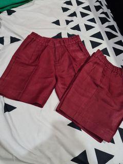 Seragam SD Celana SD Merah 2pcs Bahan Kilap