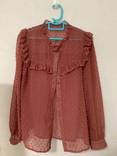 Sheer (See-through) long sleeves top