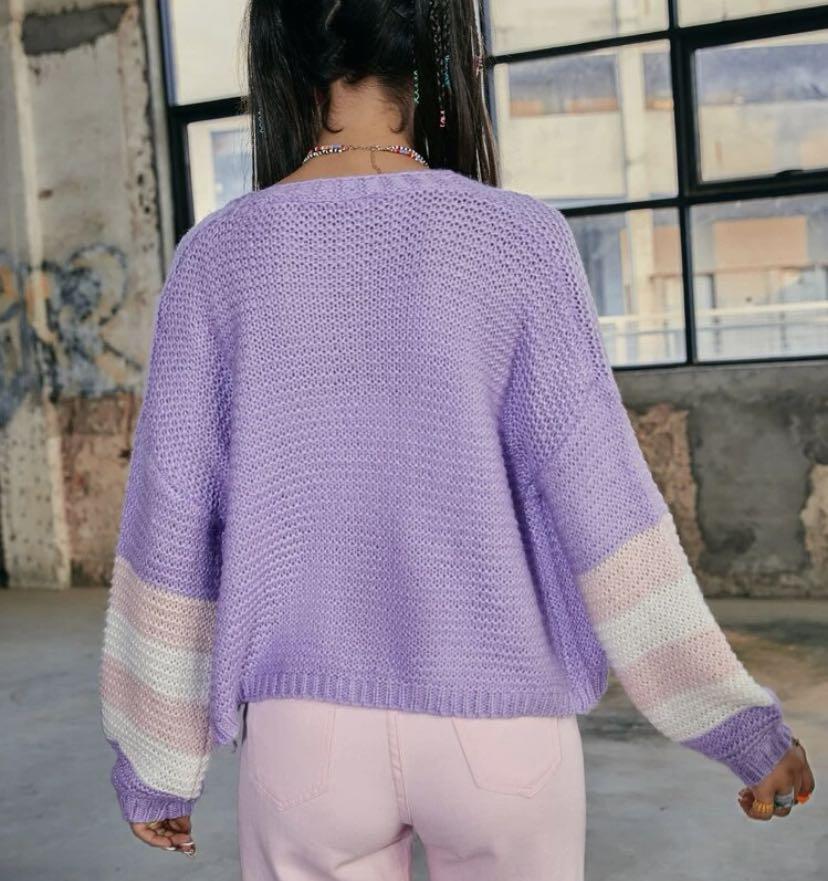 Purple on sale sweater jacket