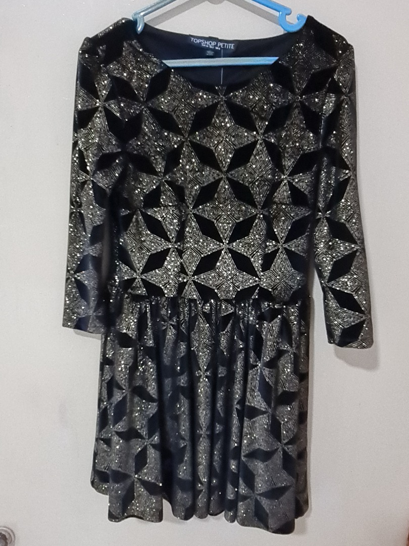 Topshop black shop and gold dress