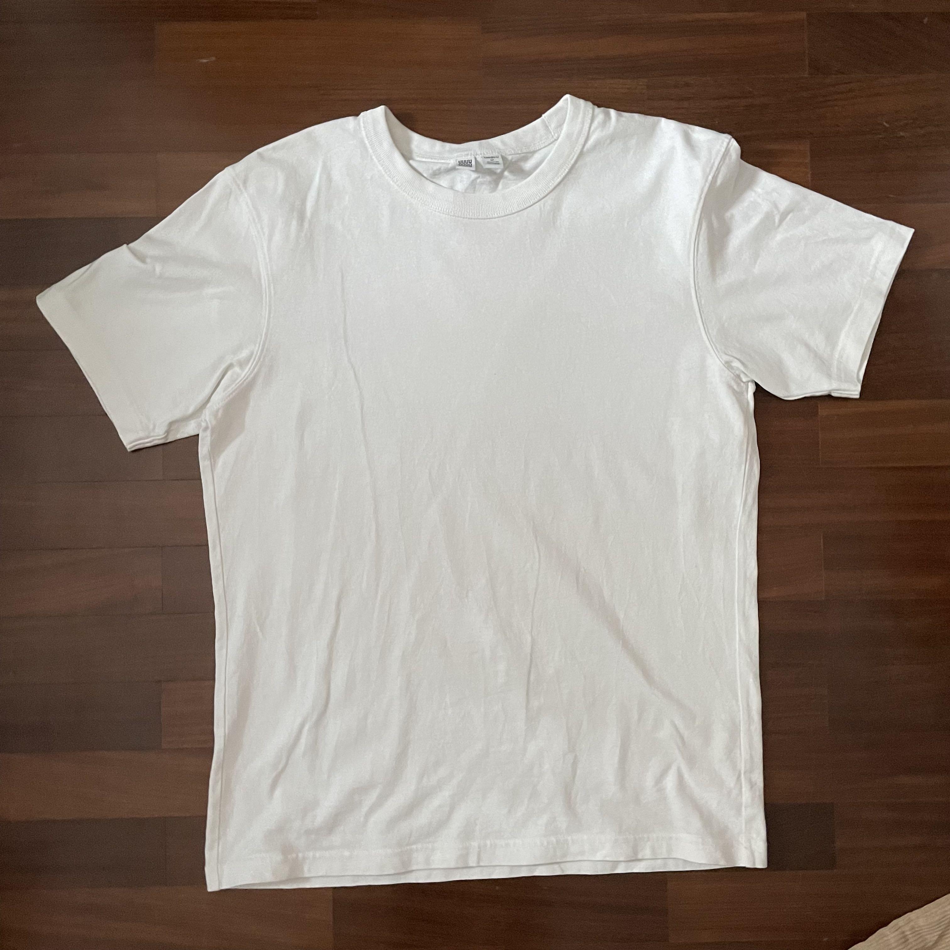 uniqlo basic plain white tshirt tee shirt, Men's Fashion, Tops & Sets ...