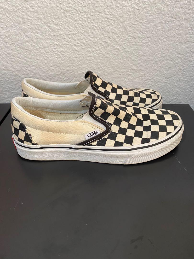 White checkered slip on vans outlet