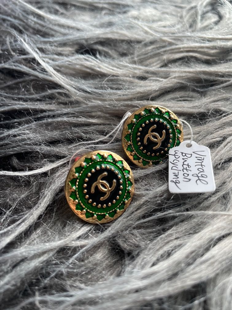 Vintage Chanel CC Logo Button Clip-On Earrings