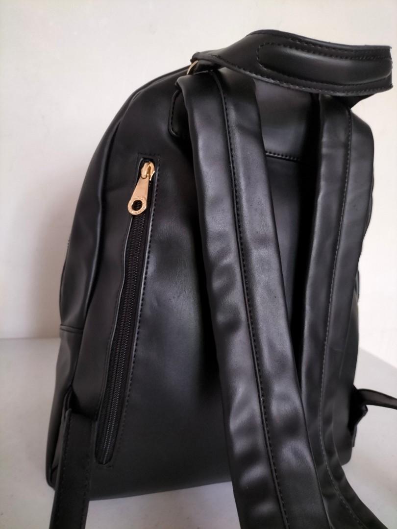 XOXO BLACK LEATHER BACKPACK, Women's Fashion, Bags & Wallets, Backpacks