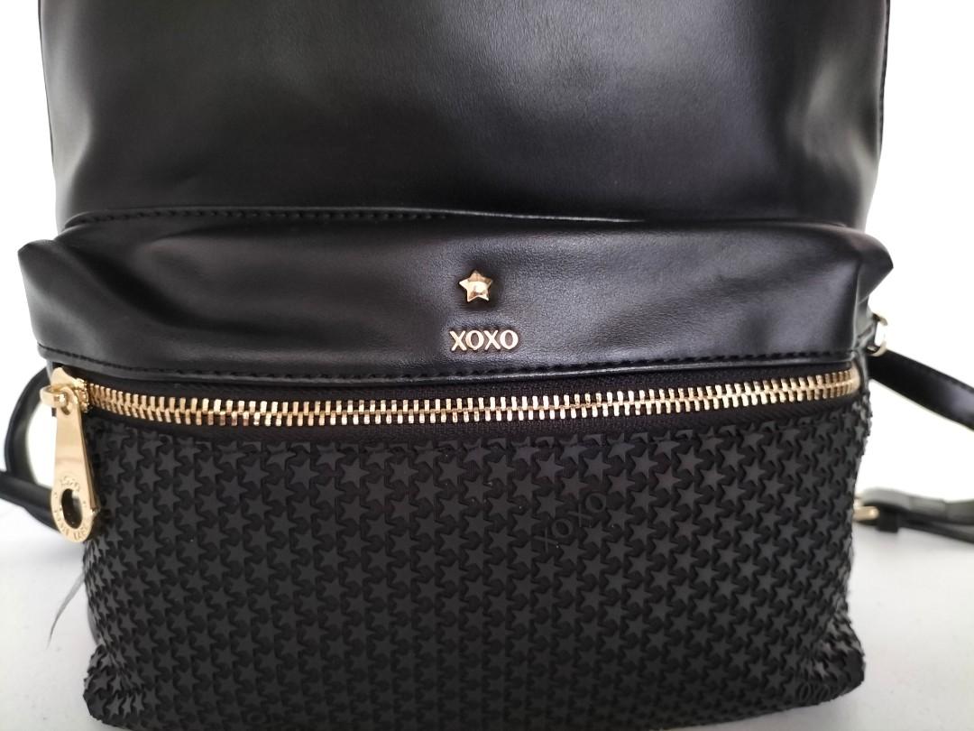 XOXO BLACK LEATHER BACKPACK, Women's Fashion, Bags & Wallets, Backpacks