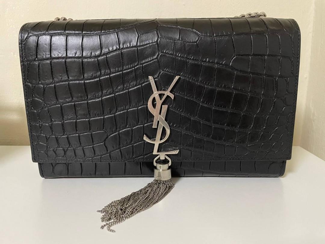 YSL Kate Medium embossed crocodile matte leather