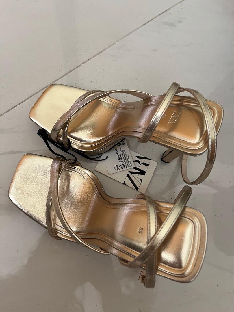 Gold high clearance heel platform sandals