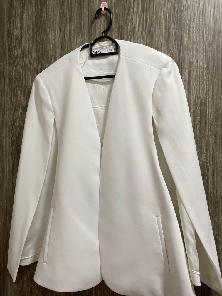 Zara white blazer cape style size S, Women's Fashion, Coats, Jackets and Outerwear on Carousell