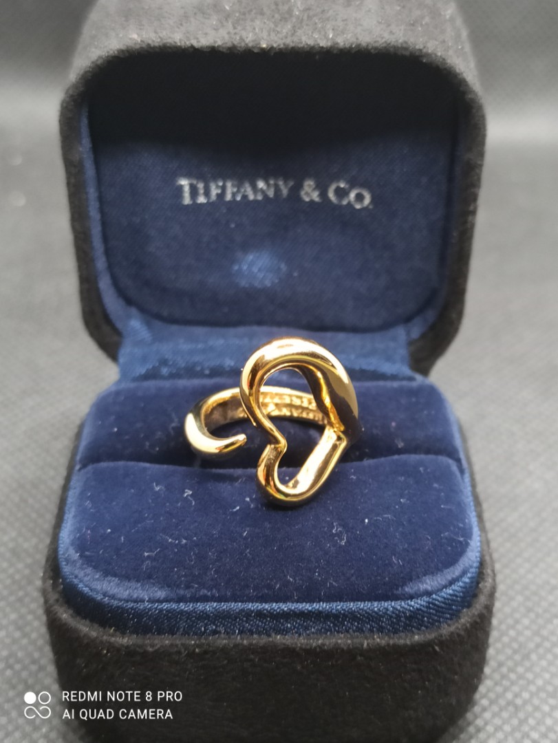 18k Yellow Gold Open Heart Ring designed by Elsa Peretti for Tiffany Co. US4
