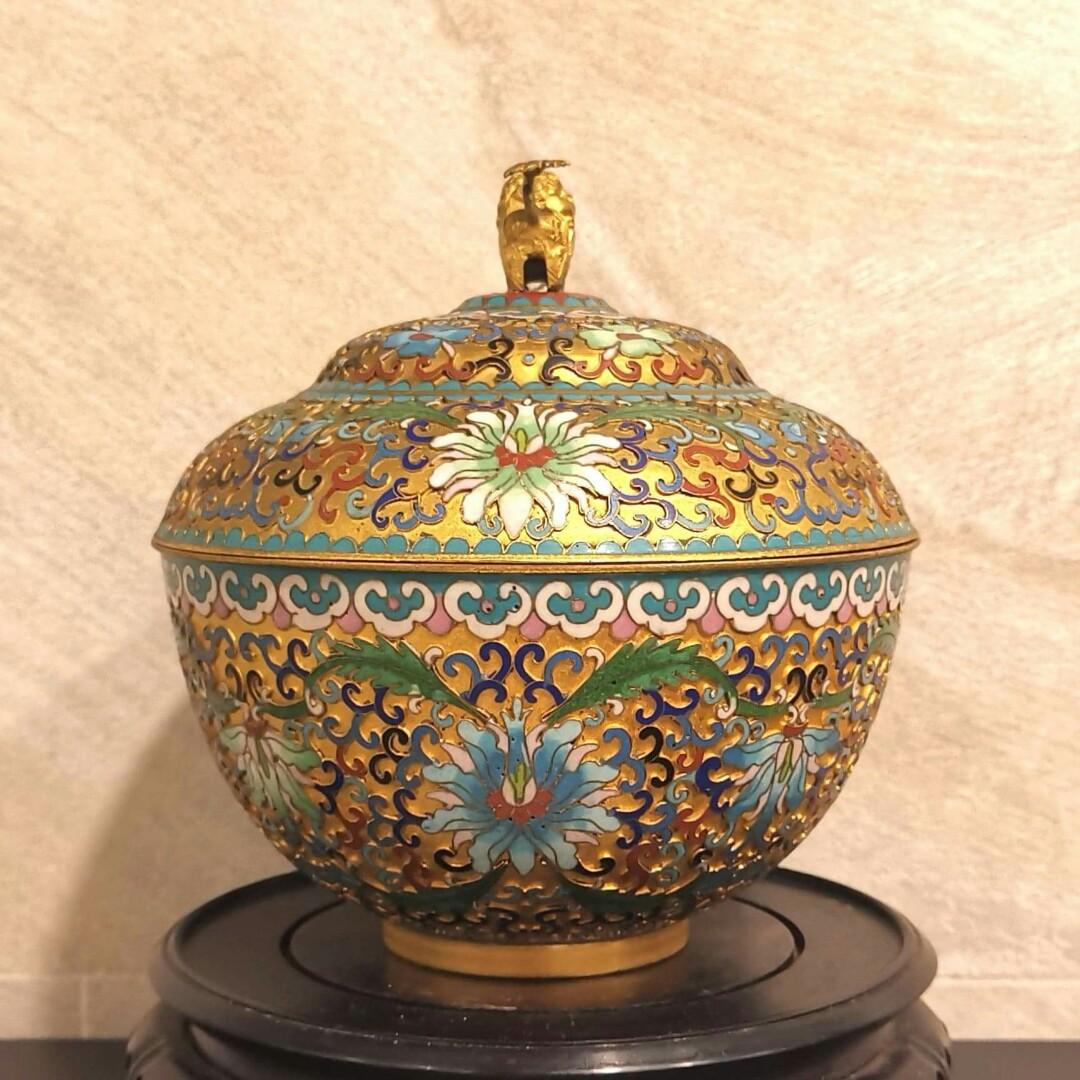 六十年代~ 景泰藍掐絲琺瑯彩金地蓋碗, 興趣及遊戲, 收藏品及紀念品