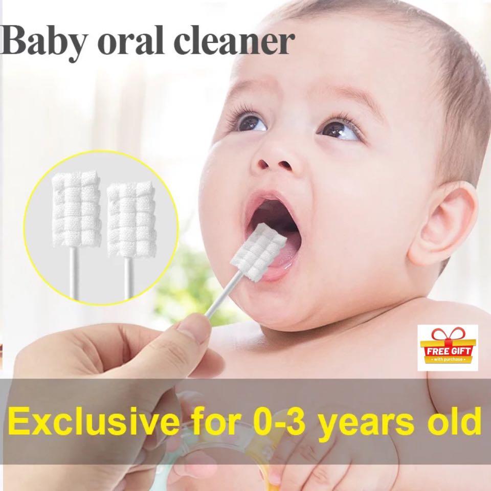 30PCS Baby Tongue Cleaner Disposable Gauze Toothbrush Infant Oral Cleaning  Set