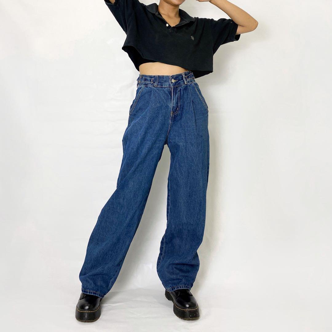 Baggy jeans with mini belt, Fesyen 