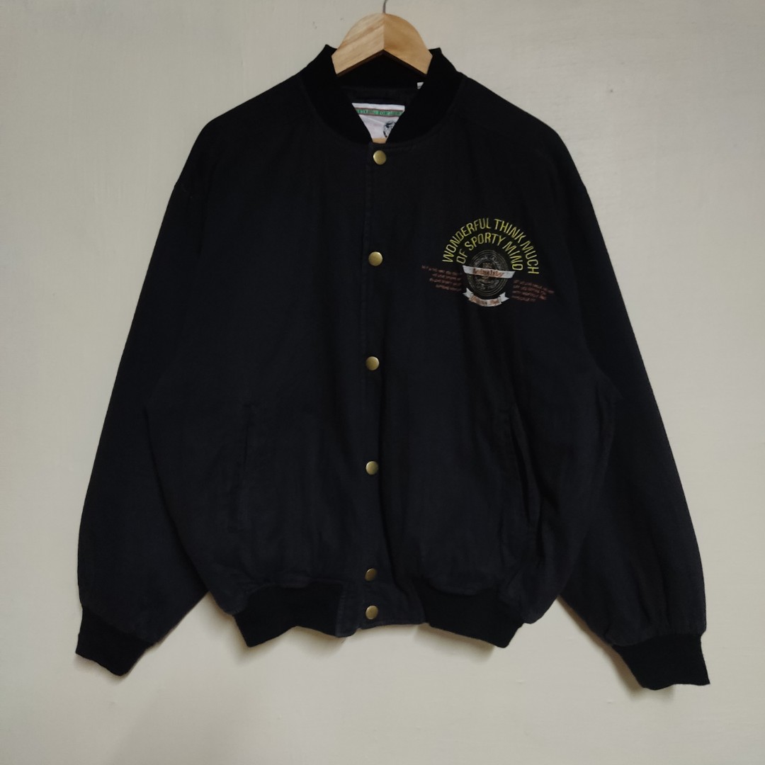 Vintage Baseball Varsity Jacket Turkey Bear Men (quilted inside), Men's