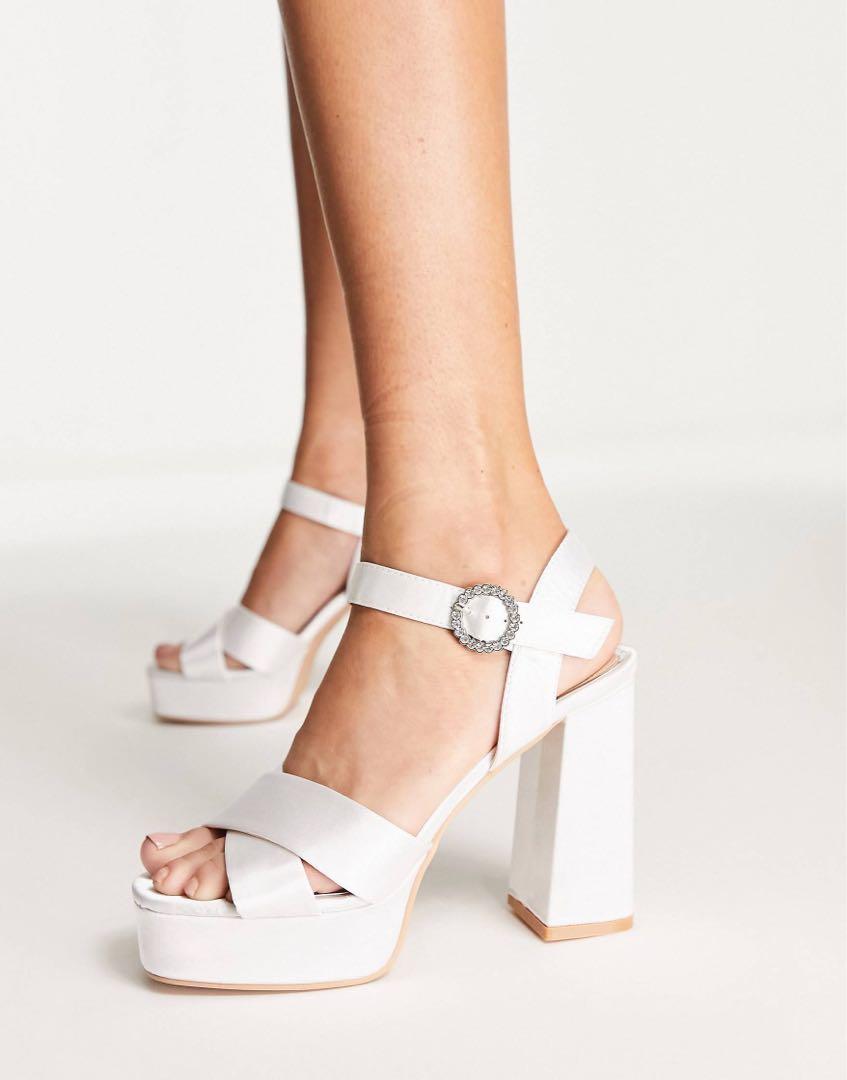 White platform sales block heels