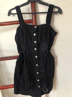 Black Button Up Jumpsuit Dress