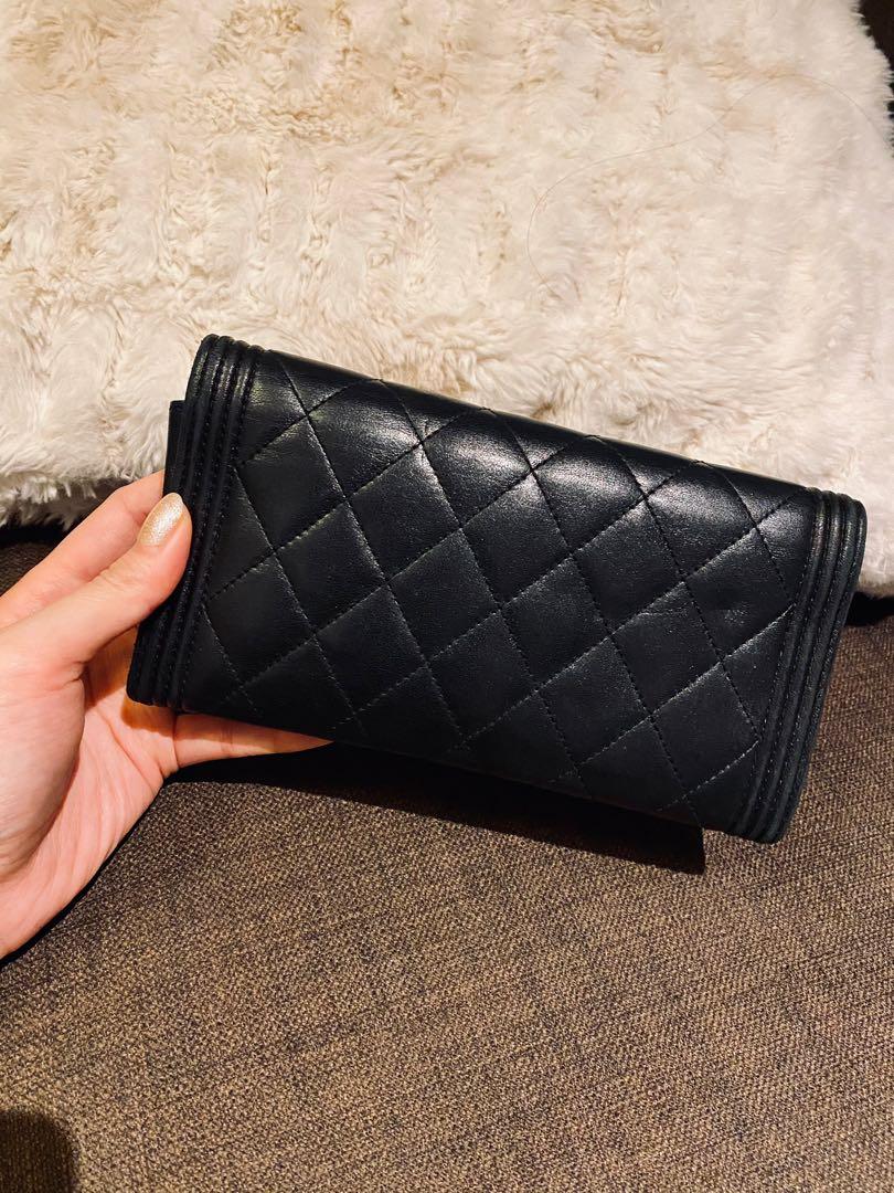 CHANEL Classic Zip Wallet Quilted Lambskin Long Wallet Leather Black Siiver  coco