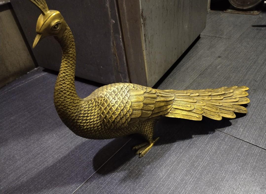 Brass peacock statue display, Hobbies & Toys, Memorabilia