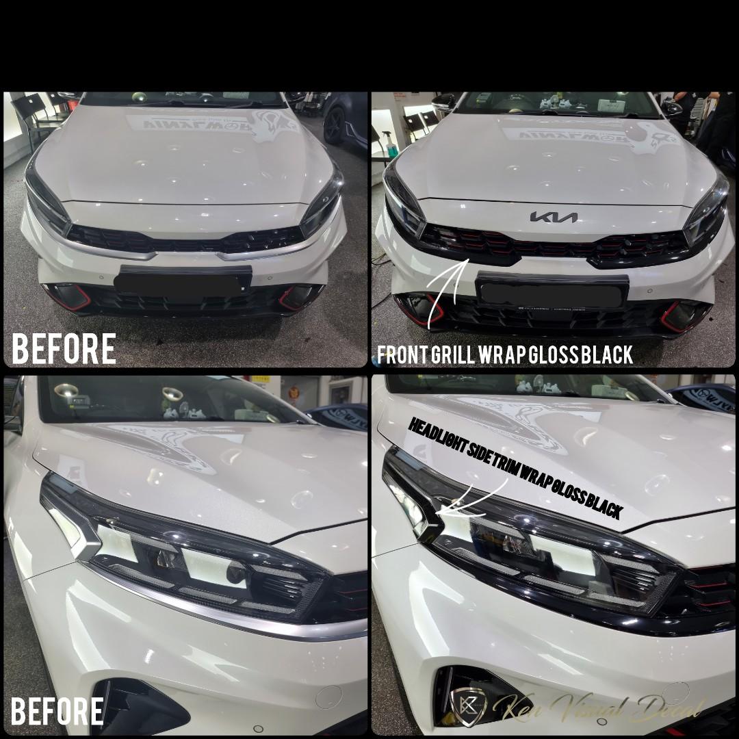 Car Wrap Front grill wrap gloss black, Car Accessories, Car