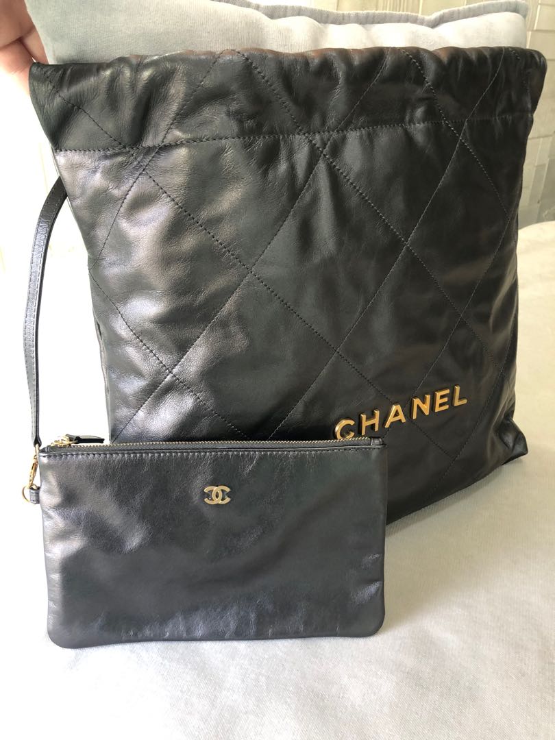 Chanel 22 Grey Metallic Hobo Bag, Women's Fashion, Bags & Wallets