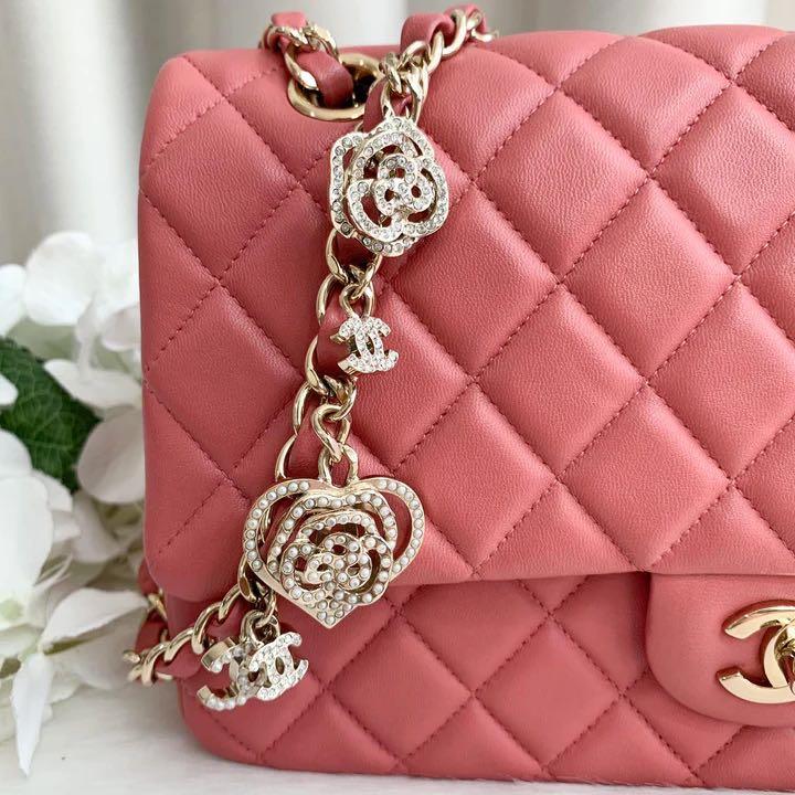 Chanel Valentine's Medium Flap in Pink Lambskin with Charms LGHW