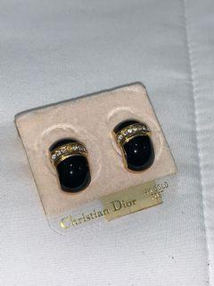 Vintage Christian Dior Black and Gold Earrings