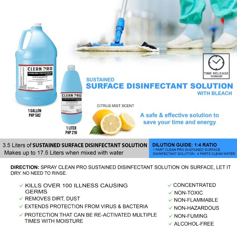 Clean Pro Sustained Surface Disinfectant Solution, Beauty & Personal