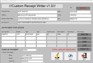 Custom Receipt / Invoice Writer Software™