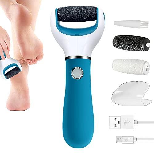 Electric Callus Remover for Feet,12 in 1 Pedicure Tools Kit Foot Scrubber  to Remove Dead Skin and Cracked Heels,Professional Foot Care Foot Files  with 3 Roller Heads, 2 Speed, Battery Display,Black 