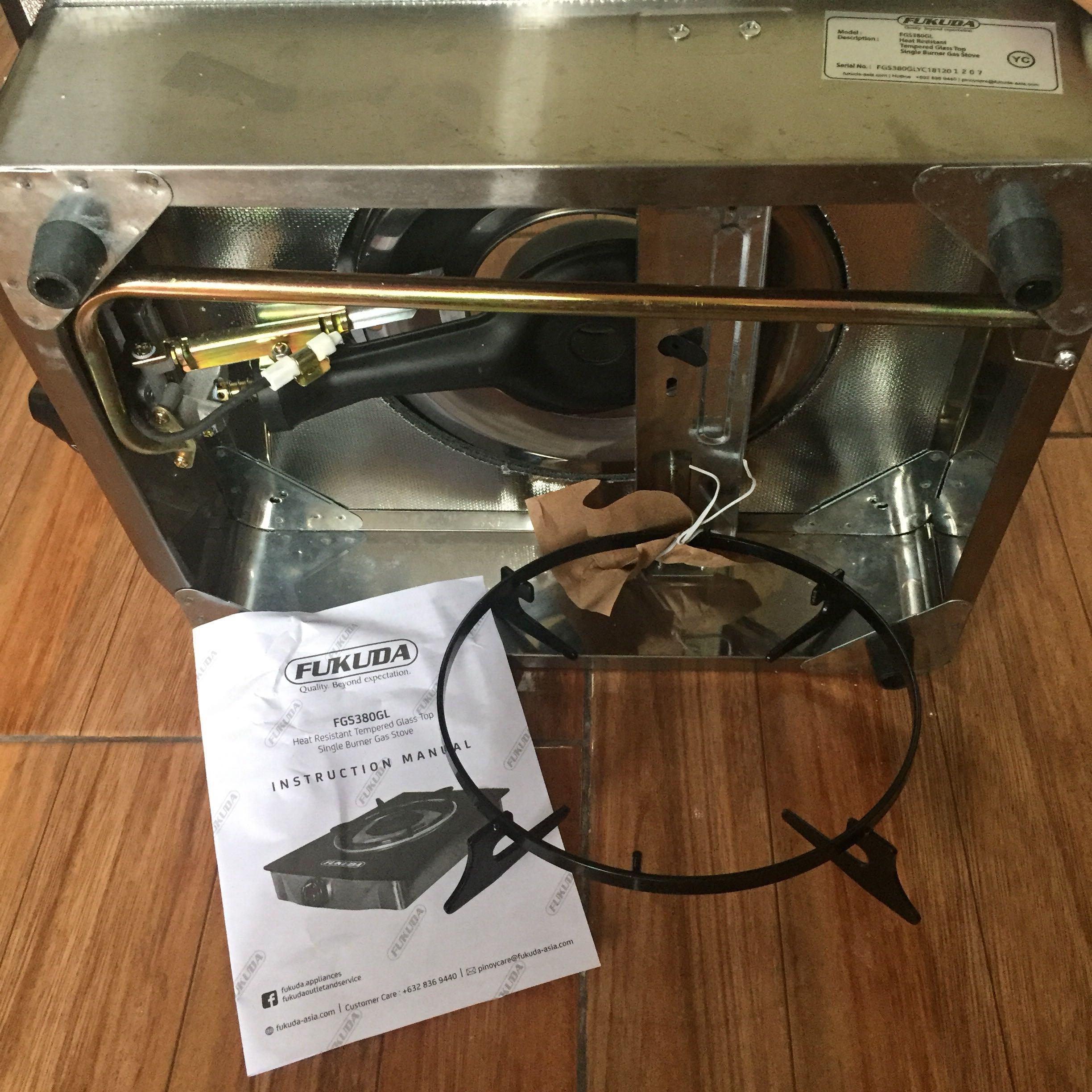 Fukuda Heat Resistant Glass Top Single Burner Gas Stove, Furniture