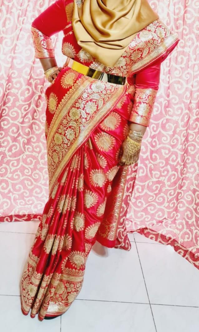 Wedding saree with store hijab