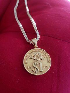 Gold plated Pestle and Mortar limited edition gold coin pendant and chain