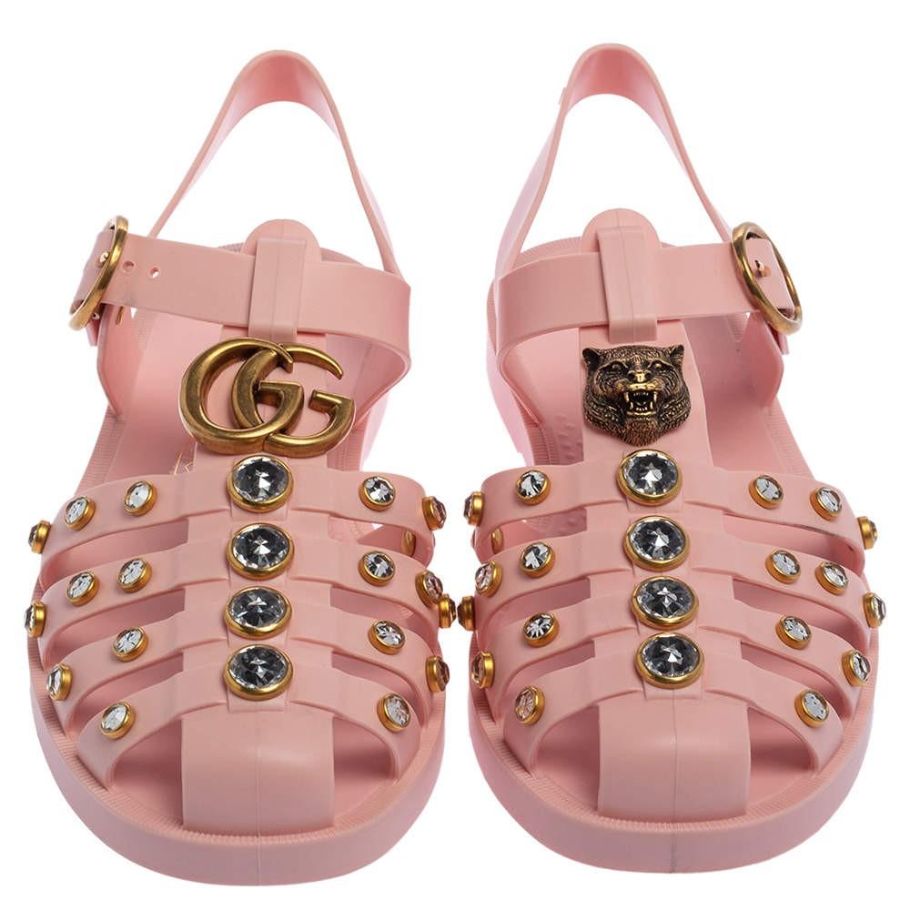 Gucci gg rubber embellished sandals, Luxury, Sneakers & Footwear on