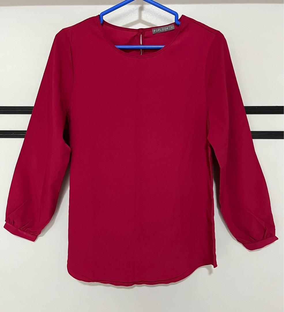maroon blouse long sleeve