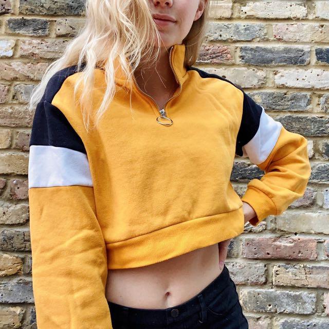 H M Half Zip Crop Sweatshirt Women s Fashion Tops Other Tops on