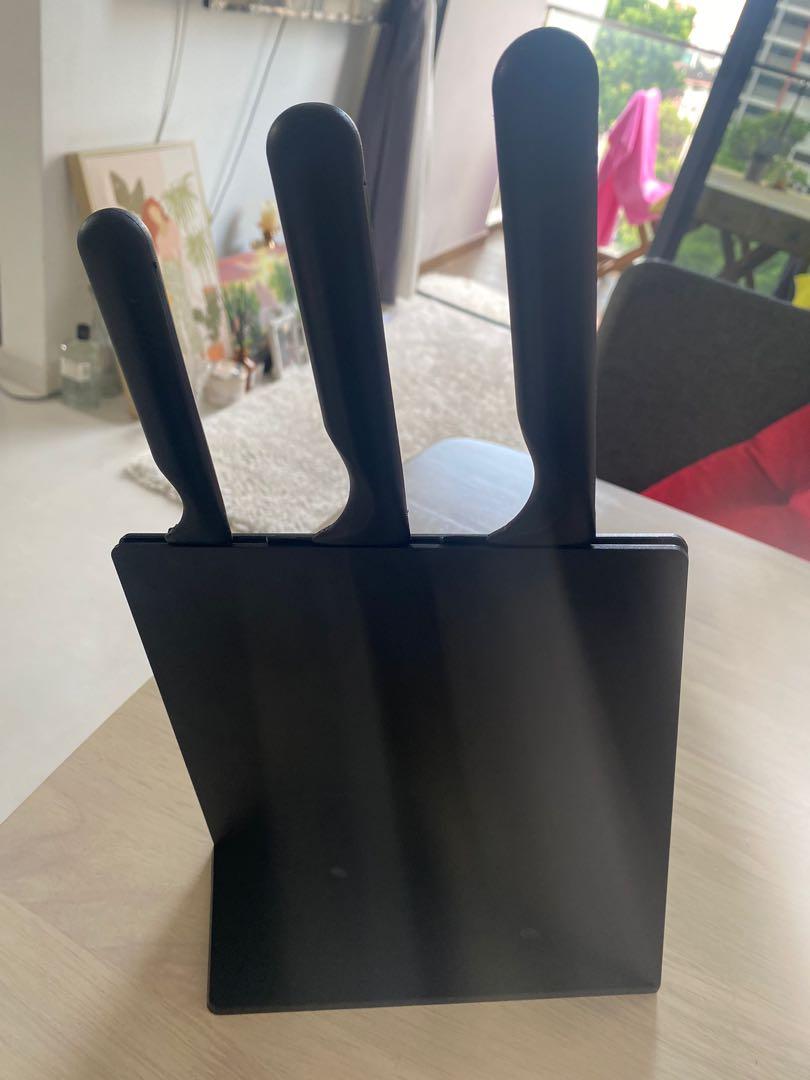 IKEA 3 knives set with stand, Furniture & Home Living, Kitchenware