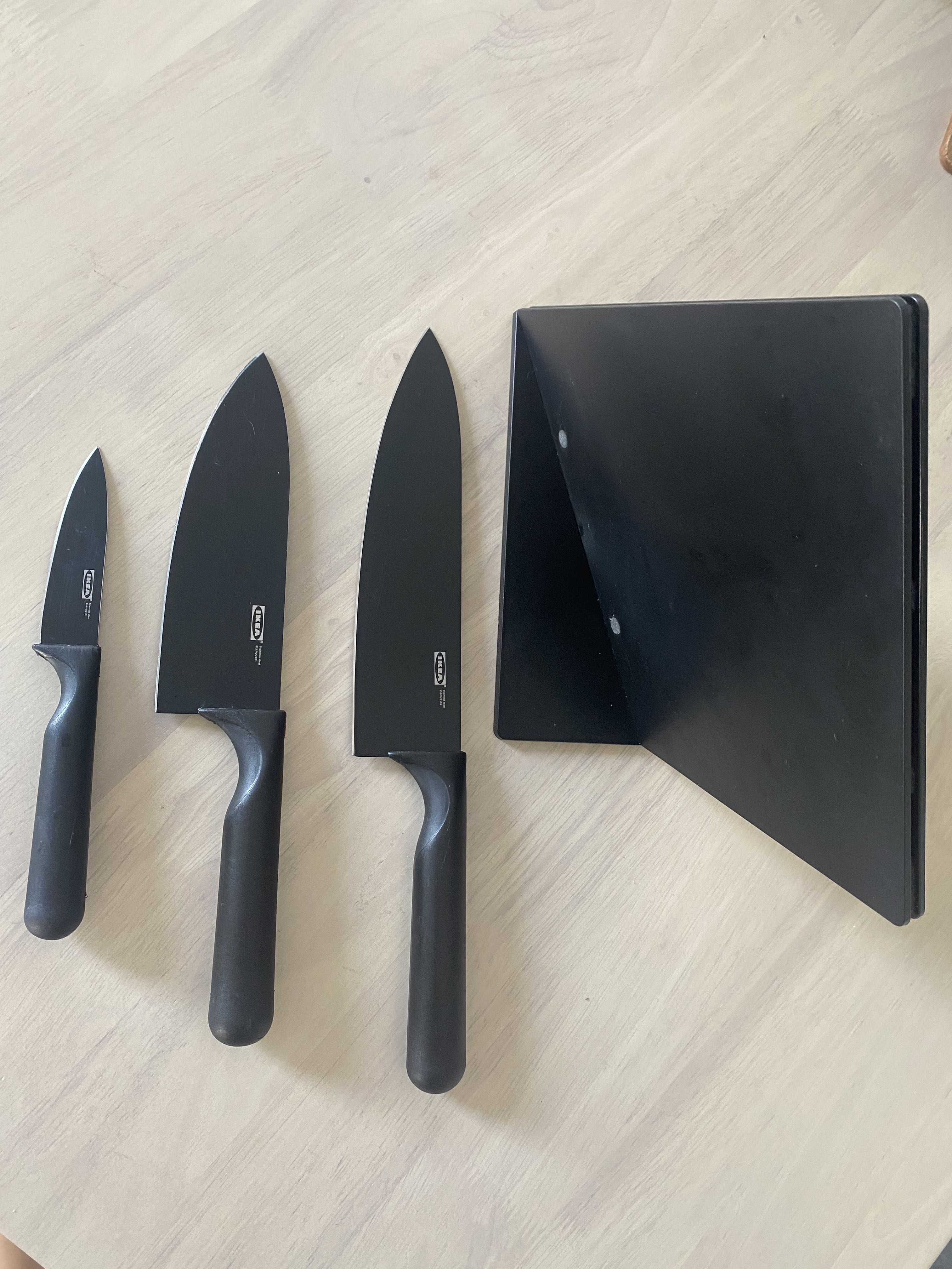 IKEA 3 knives set with stand, Furniture & Home Living, Kitchenware