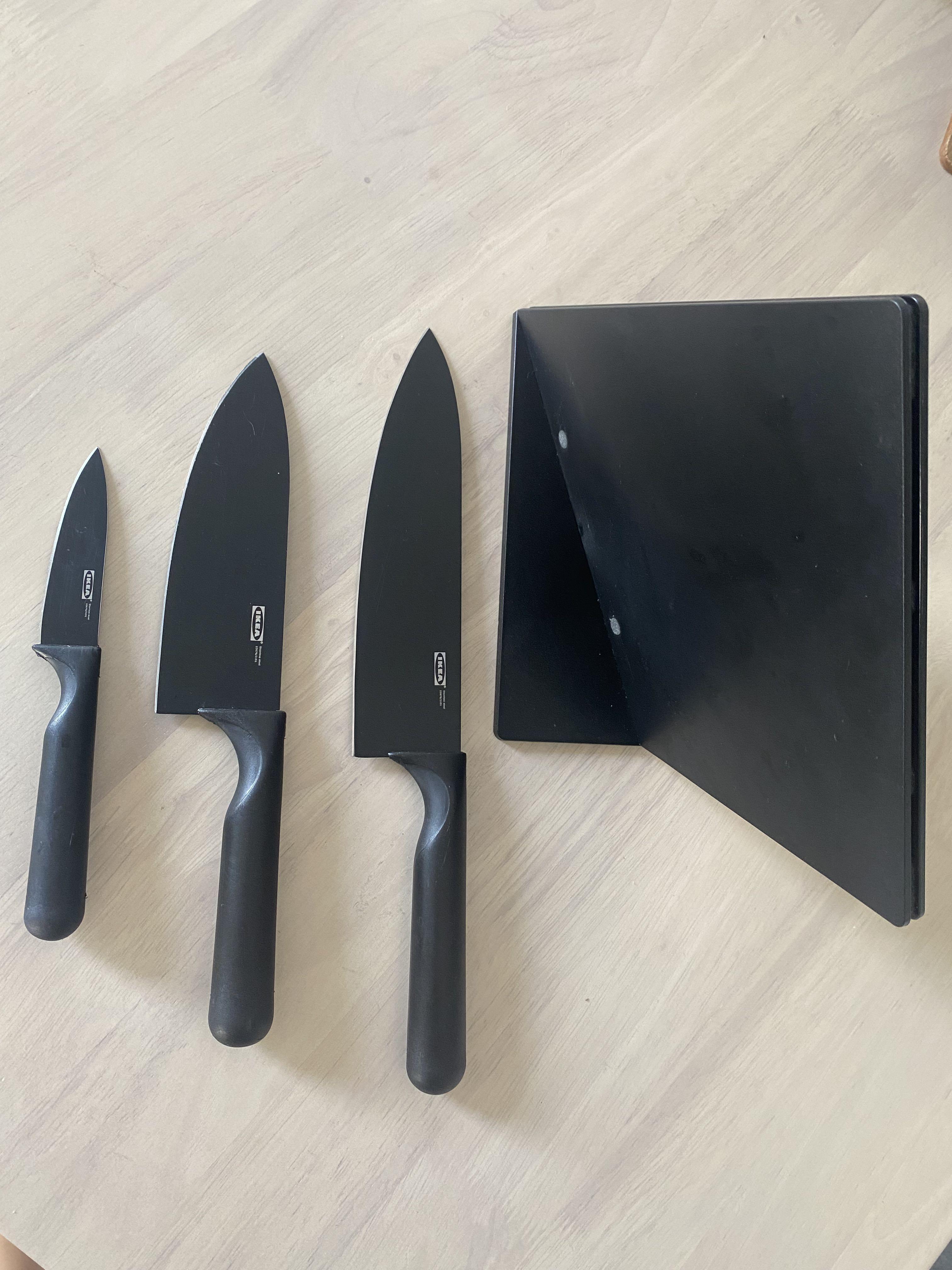 IKEA 3 knives set with stand, Furniture & Home Living, Kitchenware