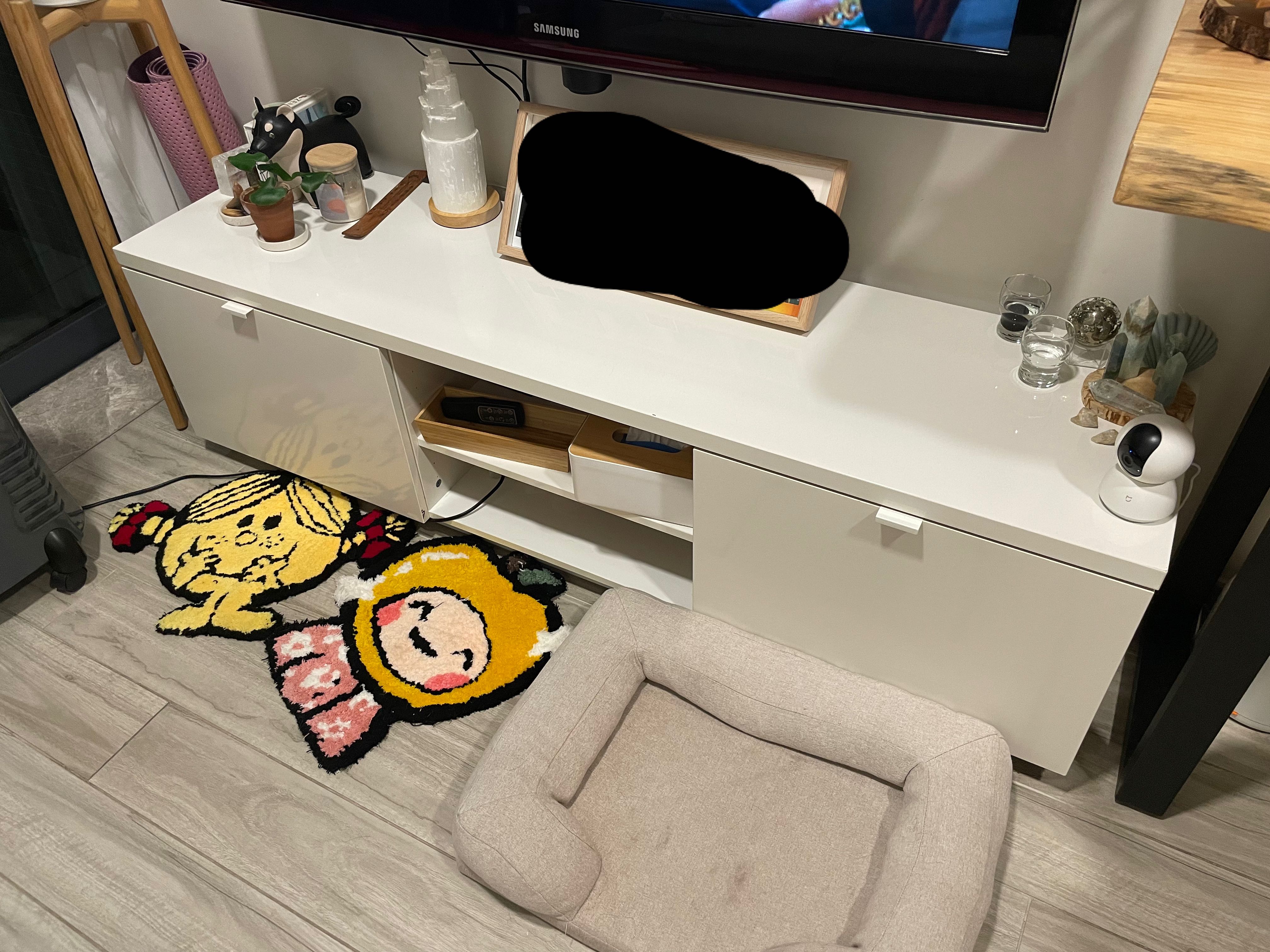 IKEA BYAS 白色電視櫃 TV stand, 傢俬＆家居, 傢俬, 櫃子、組合櫃及置物架 Carousell